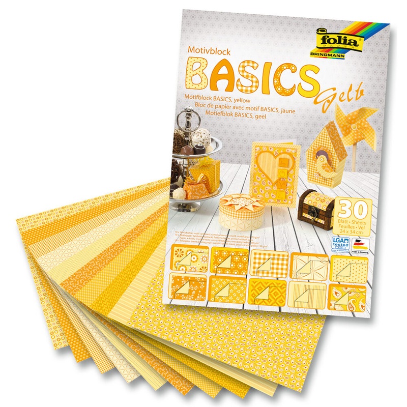Motivblock Basics gelb 24x34cm 30 Blatt