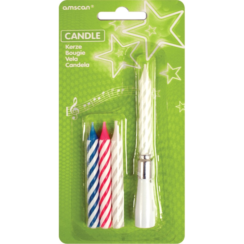 Singing birthday cake candle Happy Birthday colorful refill set
