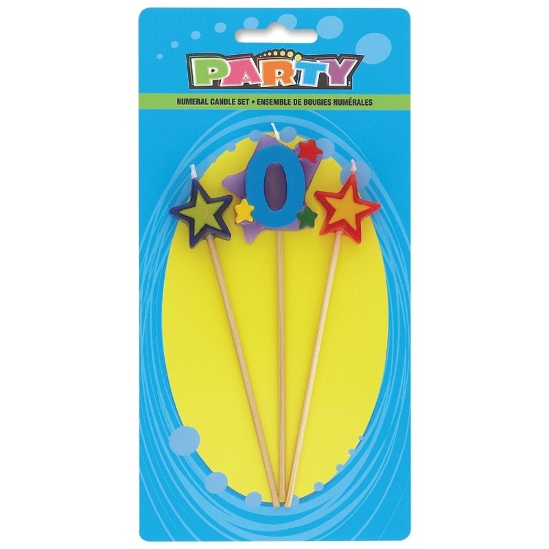 Sparkling birthday star candle number 0