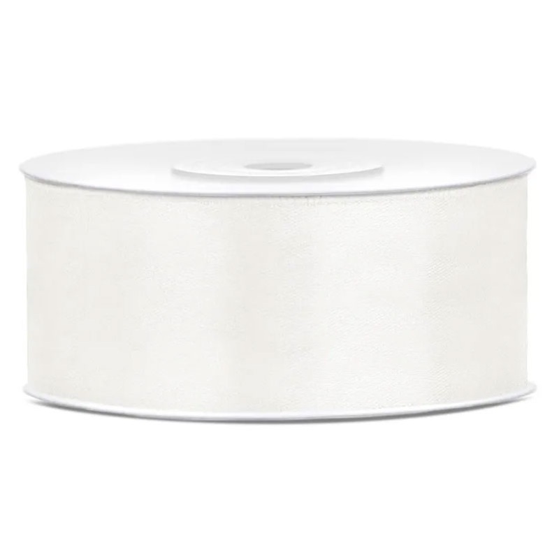 White gift ribbon 25m x 25mm