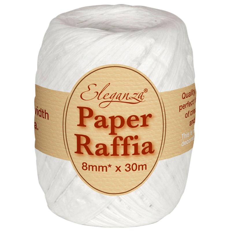 White raffia gift ribbon 30m