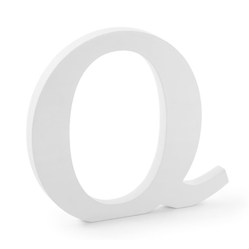 Wooden letter Q white 22.5cm x 20.5cm