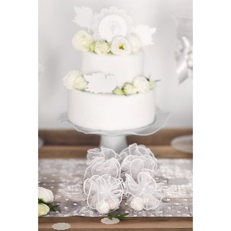 20 organza bags Flora white 26cm
