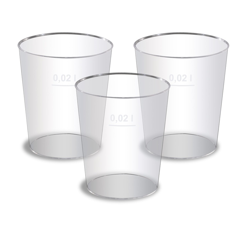 20 transparent shot glasses 20ml