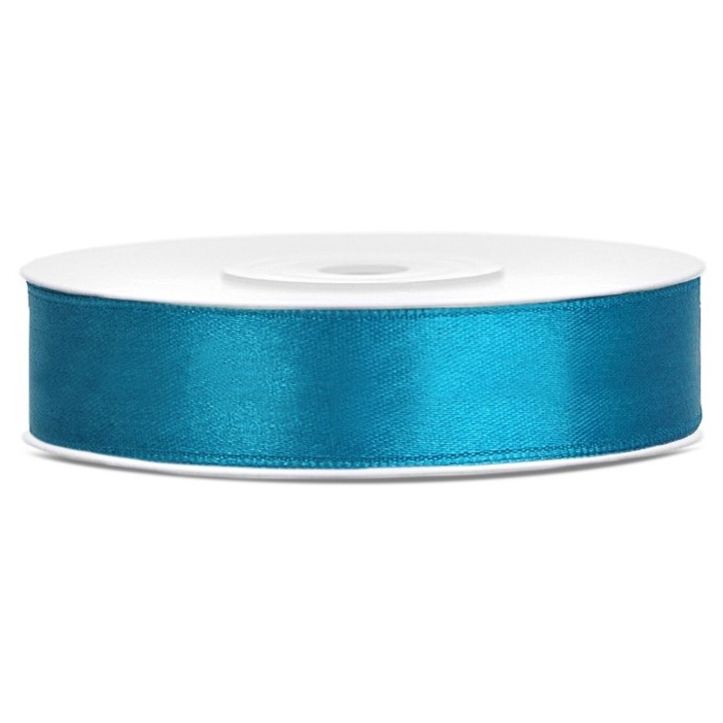 25m satin gift ribbon turquoise 12mm wide