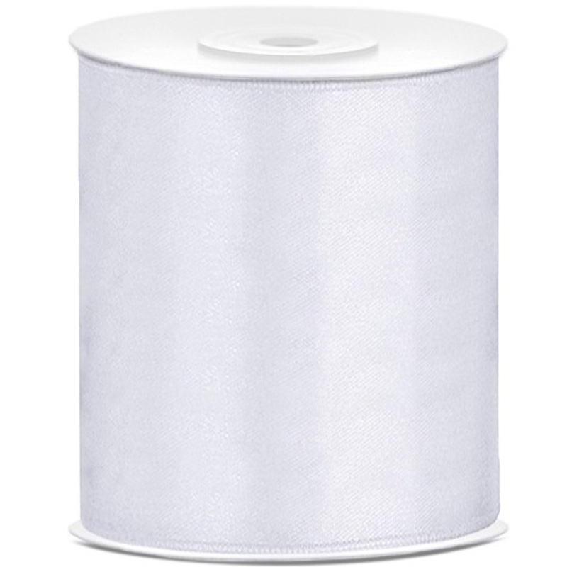 25m satin gift ribbon white 10cm