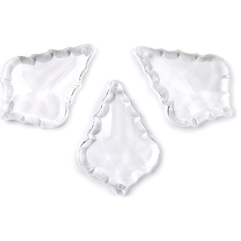 3 crystal pendants transparent tears 32 x 46mm
