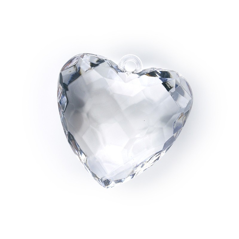 5 crystal pendants hearts 4.5 cm