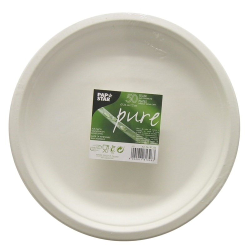 50 round sugar cane plates Tosca 26cm