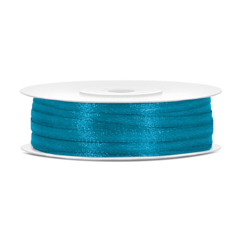 50m satin gift ribbon turquoise 3mm wide