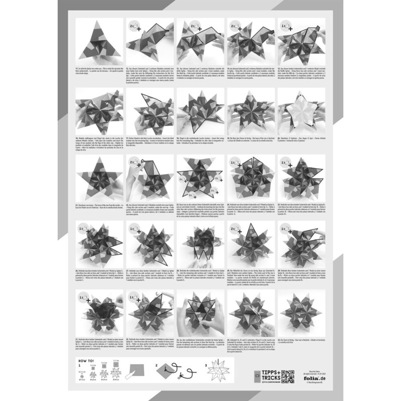 Bastelset Bascetta Stern 30cm 115g/m wei 20x20cm 32 Blatt
