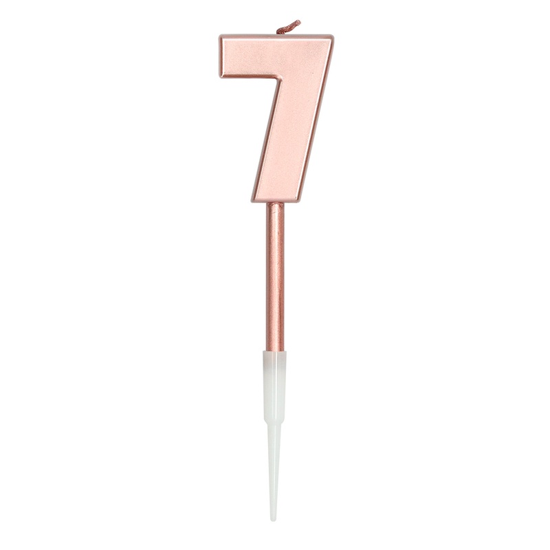 Candle number 7 rose gold metallic