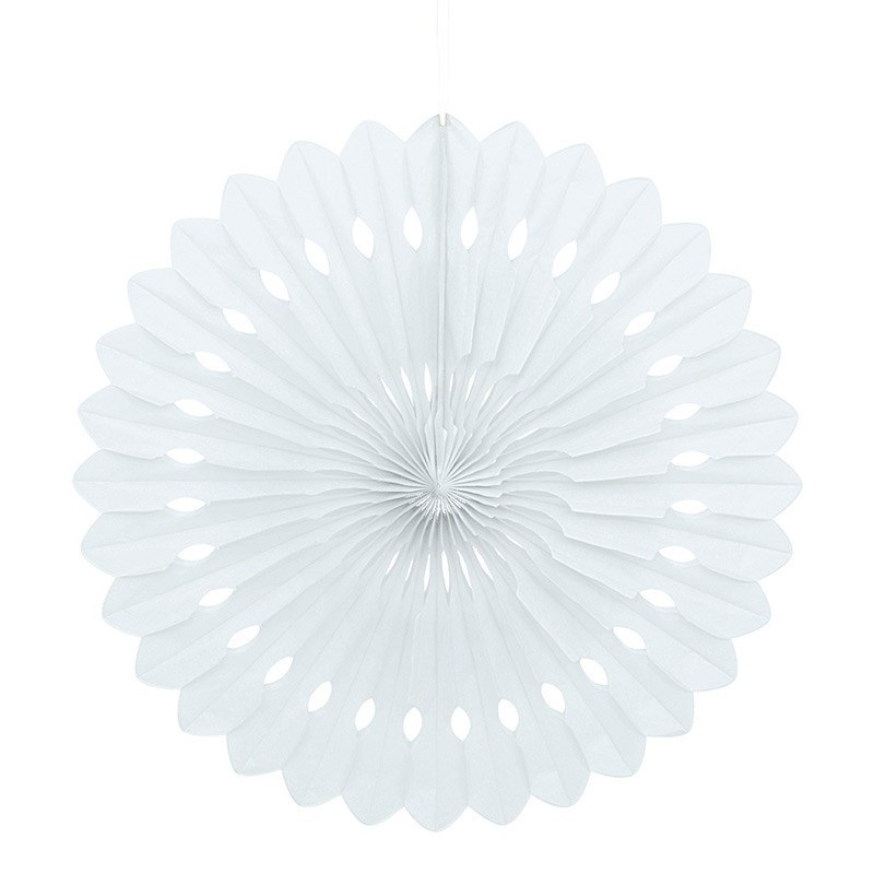 Decorative fan flower white 40cm
