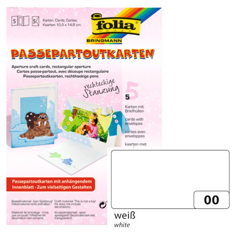 Passepartoutkarten rechteckig inkl. Kuverts wei 5 Stck