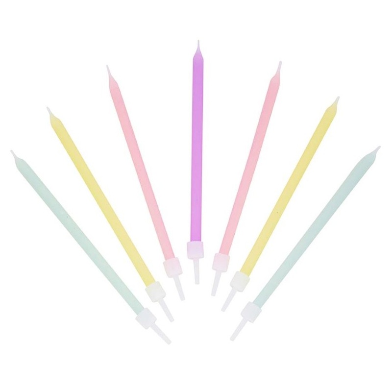 16 cake candles skinny pastel colour