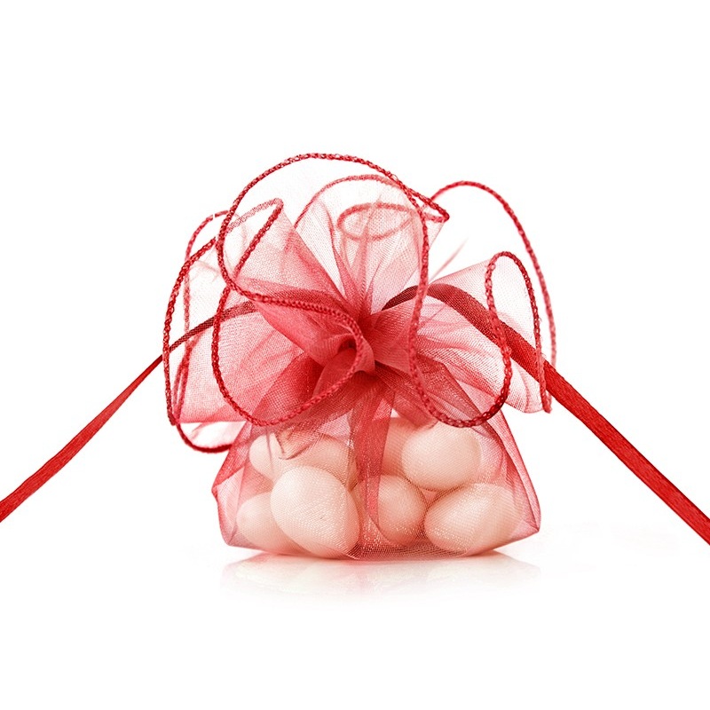 20 organza bags Flora red 26cm