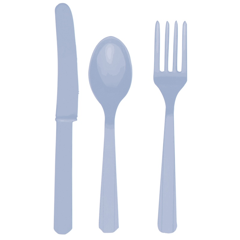 24 pcs. Cutlery set, plastic, pastel blue