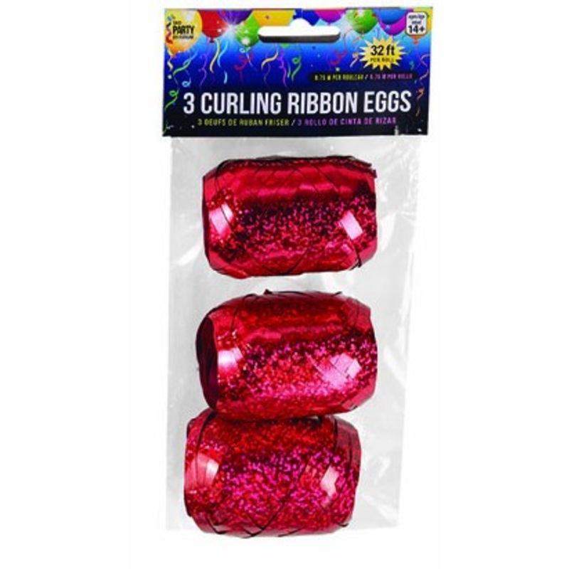 3 red holographic gift ribbons