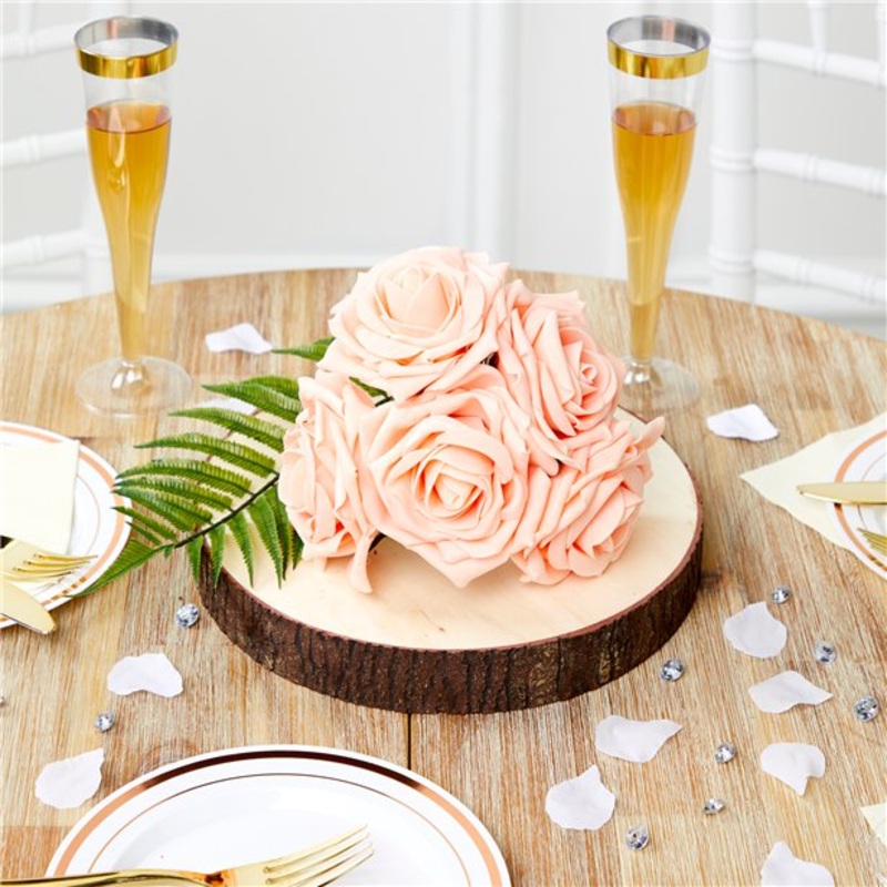 5 peach colored roses made of foam