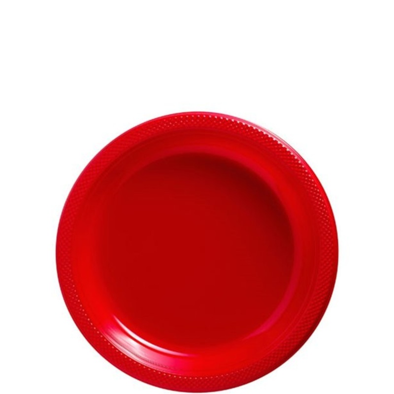 50 monochrome plastic plates red 17cm