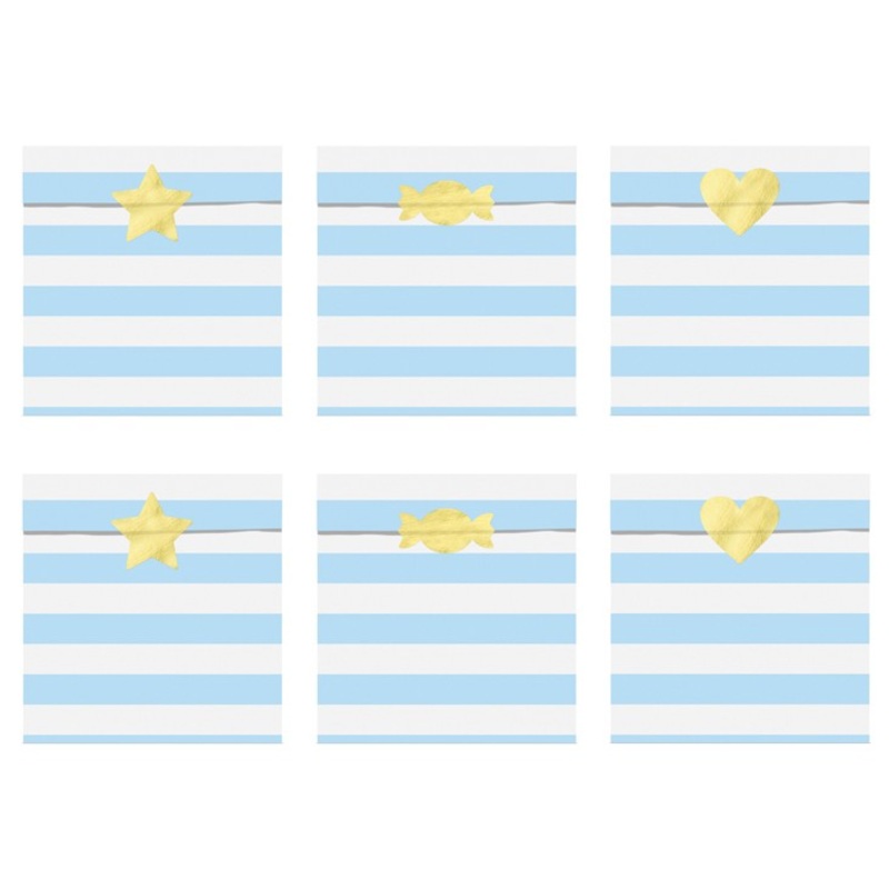 6 candy party gift bags pastel blue