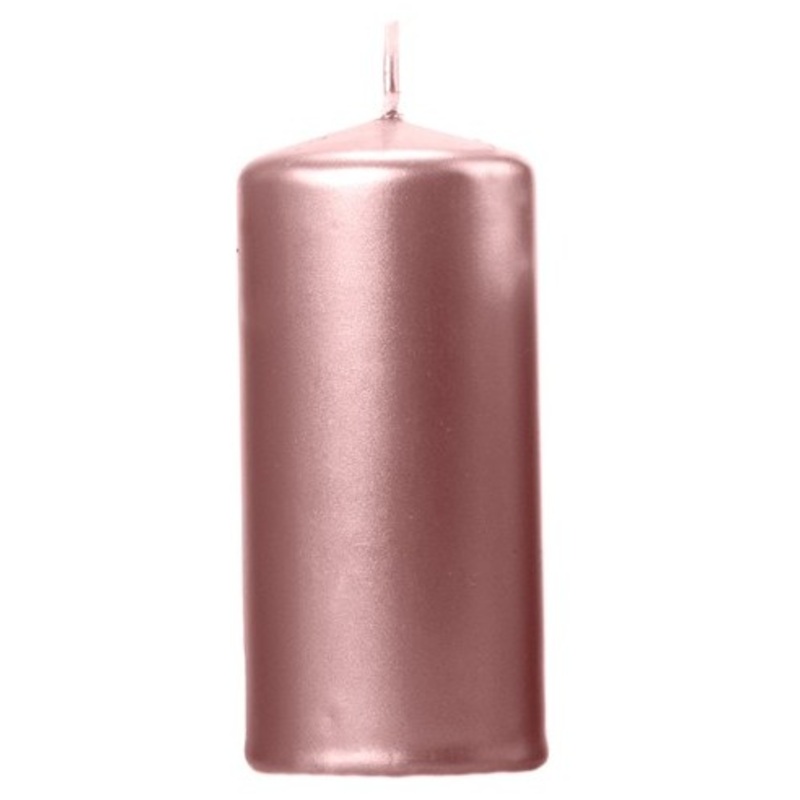 6 pillar candles Rio rose gold 12cm