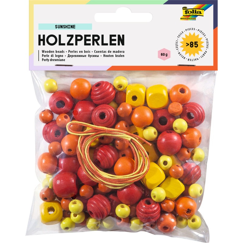 Holzperlen Sunshine gelb rot 85 Stck