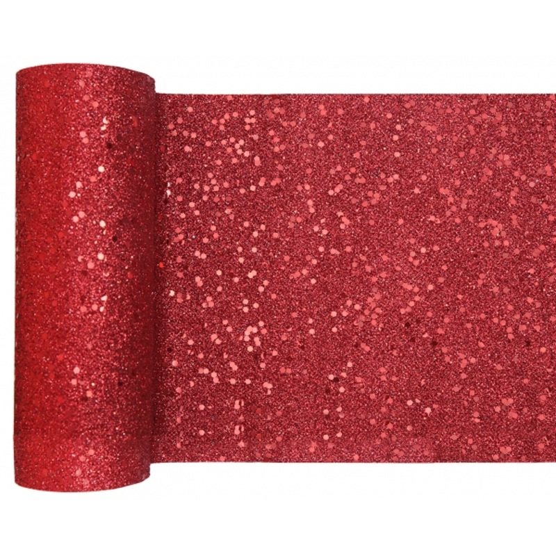 Red glitter table runner 5m