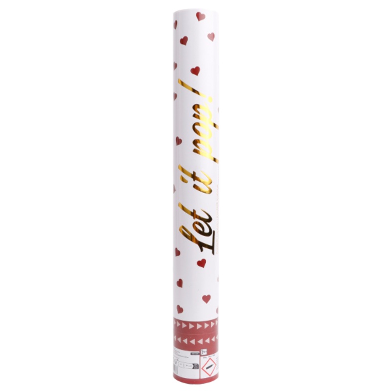 Red hearts confetti cannon 40cm