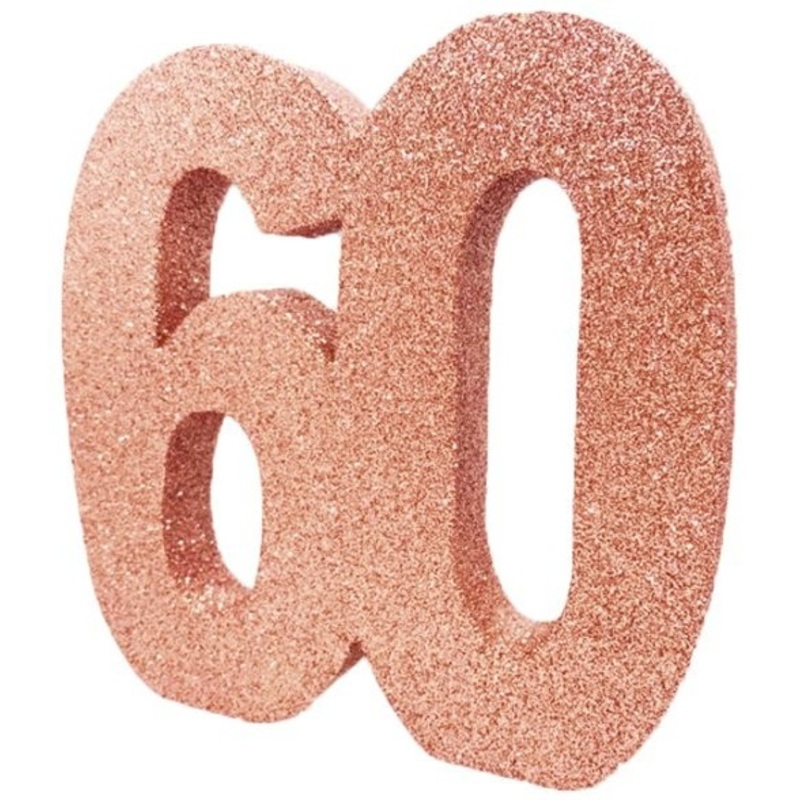 Rose gold number 60 table decoration 20cm
