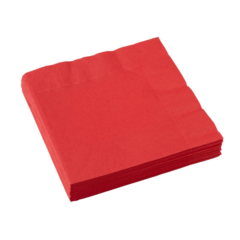 Set of 20 Partytime paper napkins ruby red 33cm