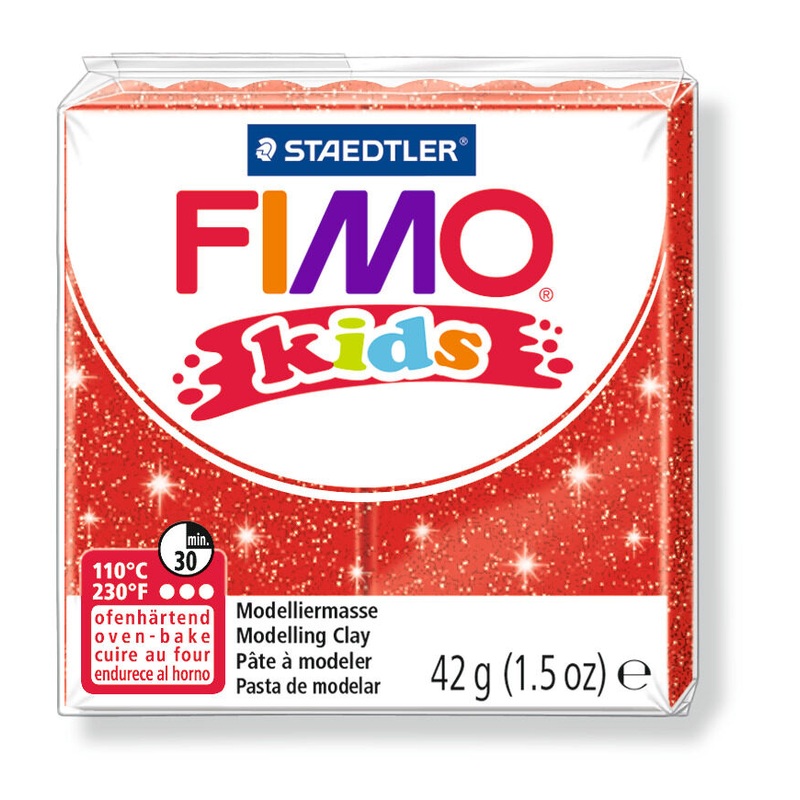 STAEDTLER FIMO Modelliermasse kids Normalblock glitter rot 42g