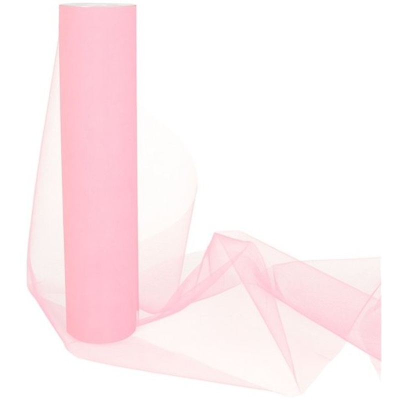 Tulle fabric pink table roll 25m x 30cm