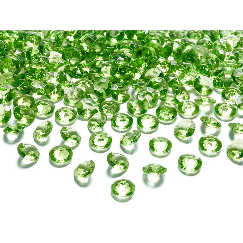 100 Diamond Scatter Decorations Green 1.2cm