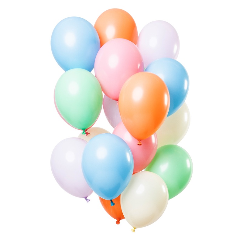 15 latex balloons in bright pastel colors