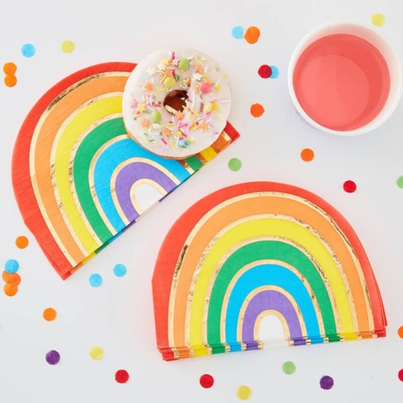 16 rainbow napkins 11.5 x 16.5cm