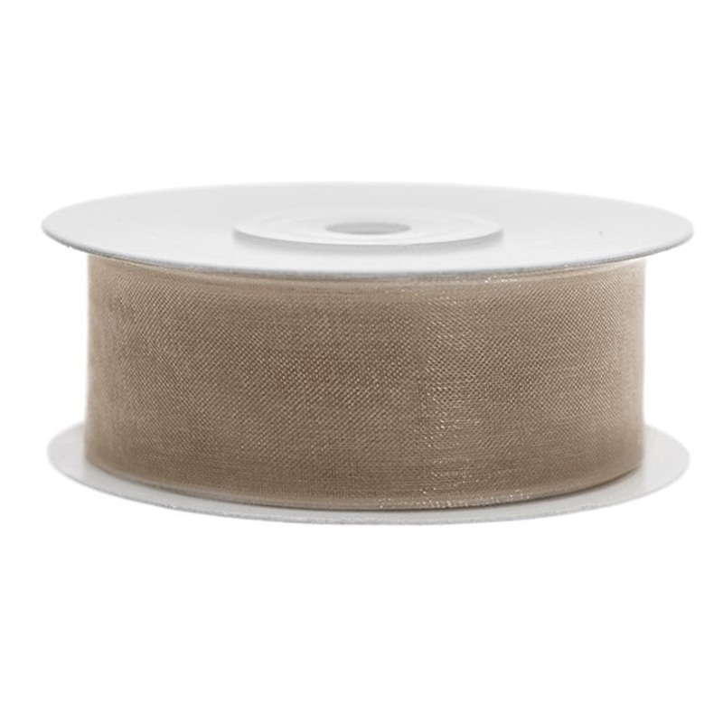 25m chiffon gift ribbon in gray brown