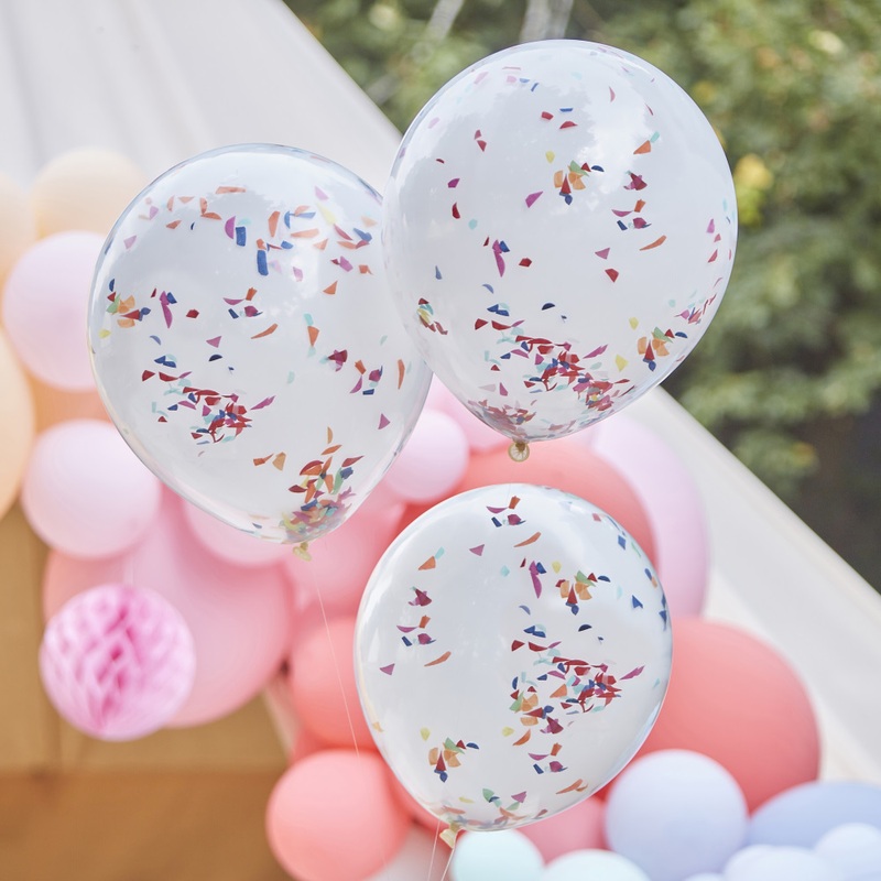 3 colorful shred confetti balloons 46cm
