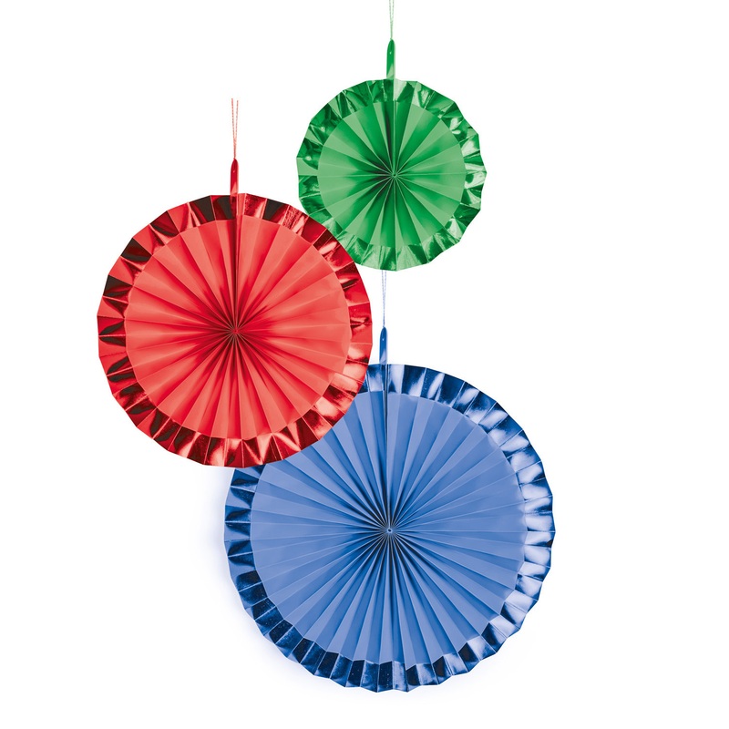 3 Shiny Rainbow paper rosettes