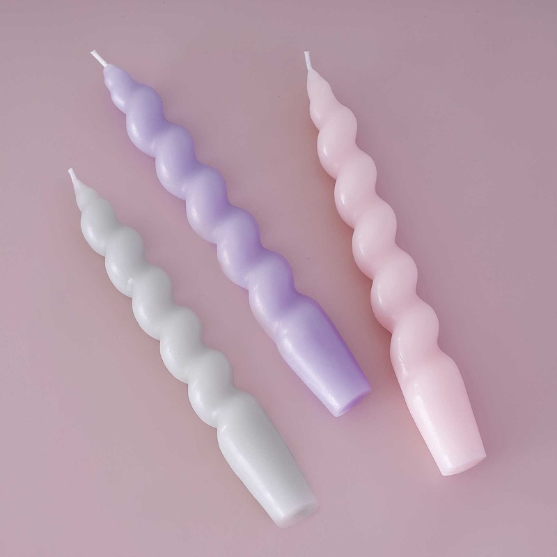 3 swirl taper candles Bella Pastel Mix