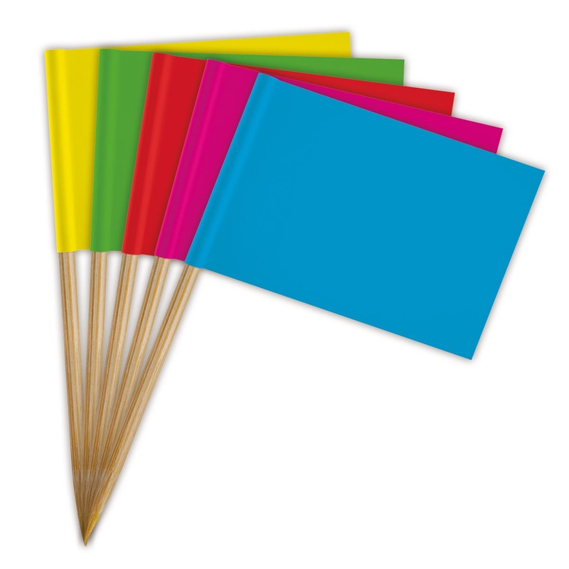 50 colorful flag skewers