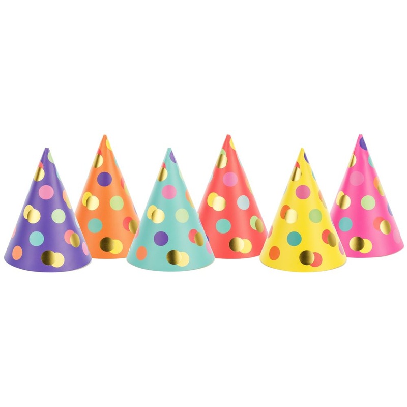 6 cones colorful dots party