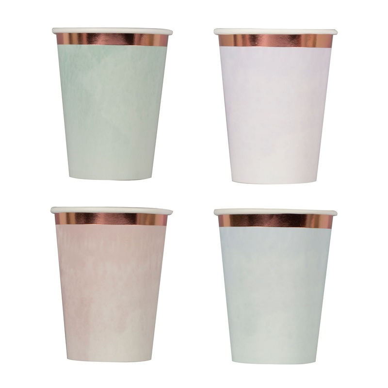 8 colorful pastel paper cups Portofino 250ml