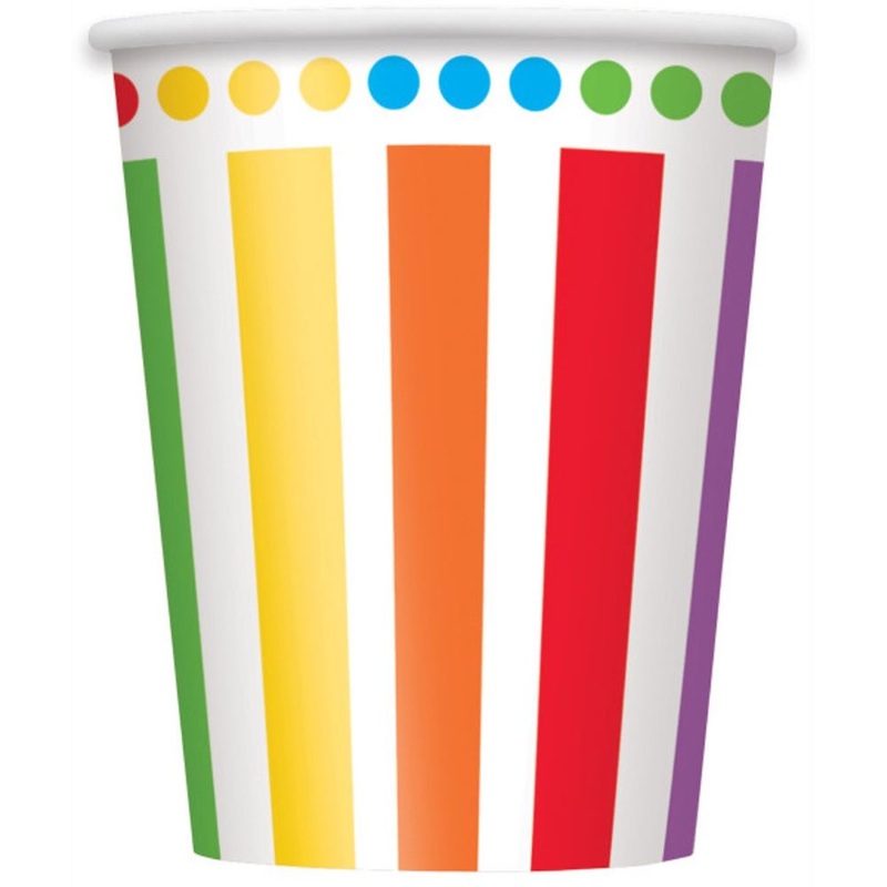 8 cups - Colorful Rainbow 270ml