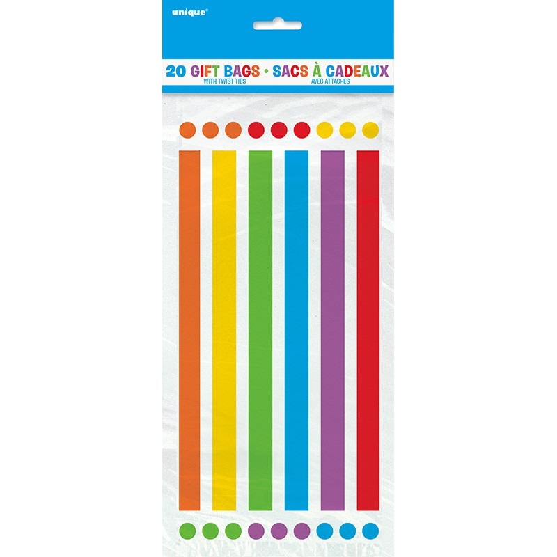 Colorful Rainbow Party gift bags 20 pieces