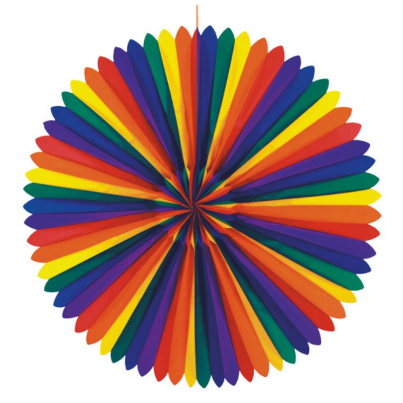 Flame retardant decorative rainbow fan 50cm