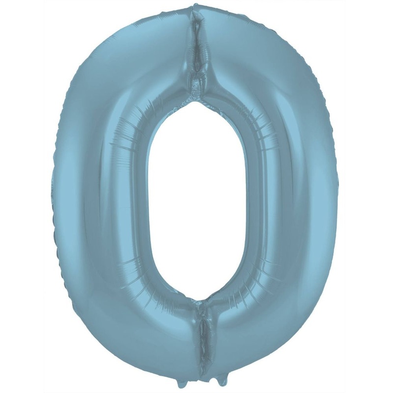 Foil Balloon Number 0 Pastel Blue Metallic Matt 86cm