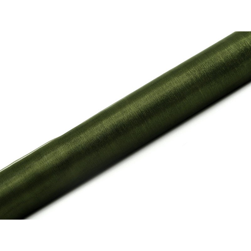 Organza fabric Julie olive green 9m x 36cm