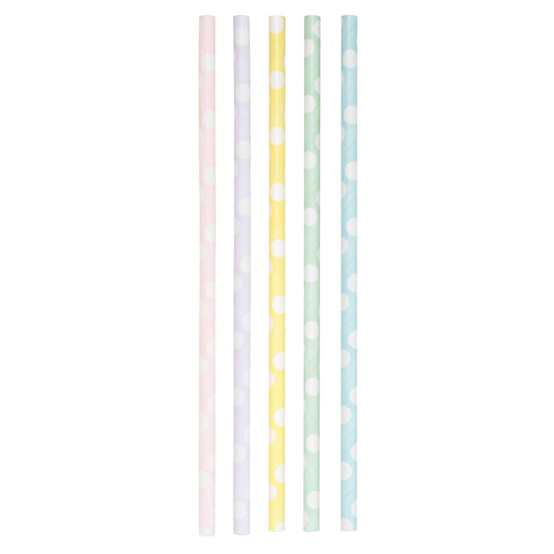 Papierstrohhalme Pastell Punkte 20cm 25 Stck