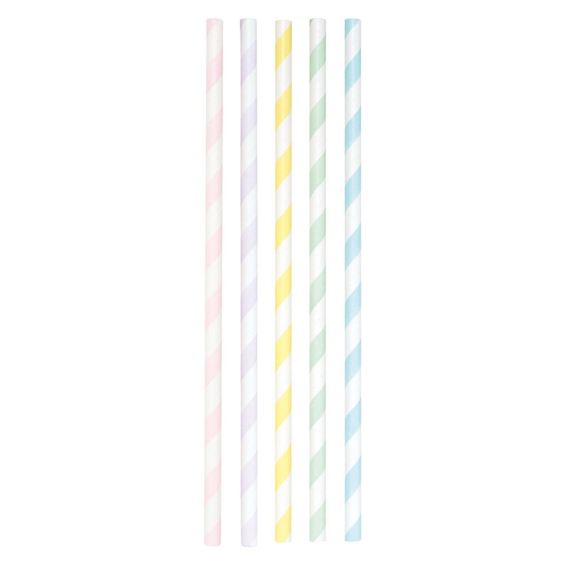 Papierstrohhalme Pastell Streifen 20cm 25 Stck